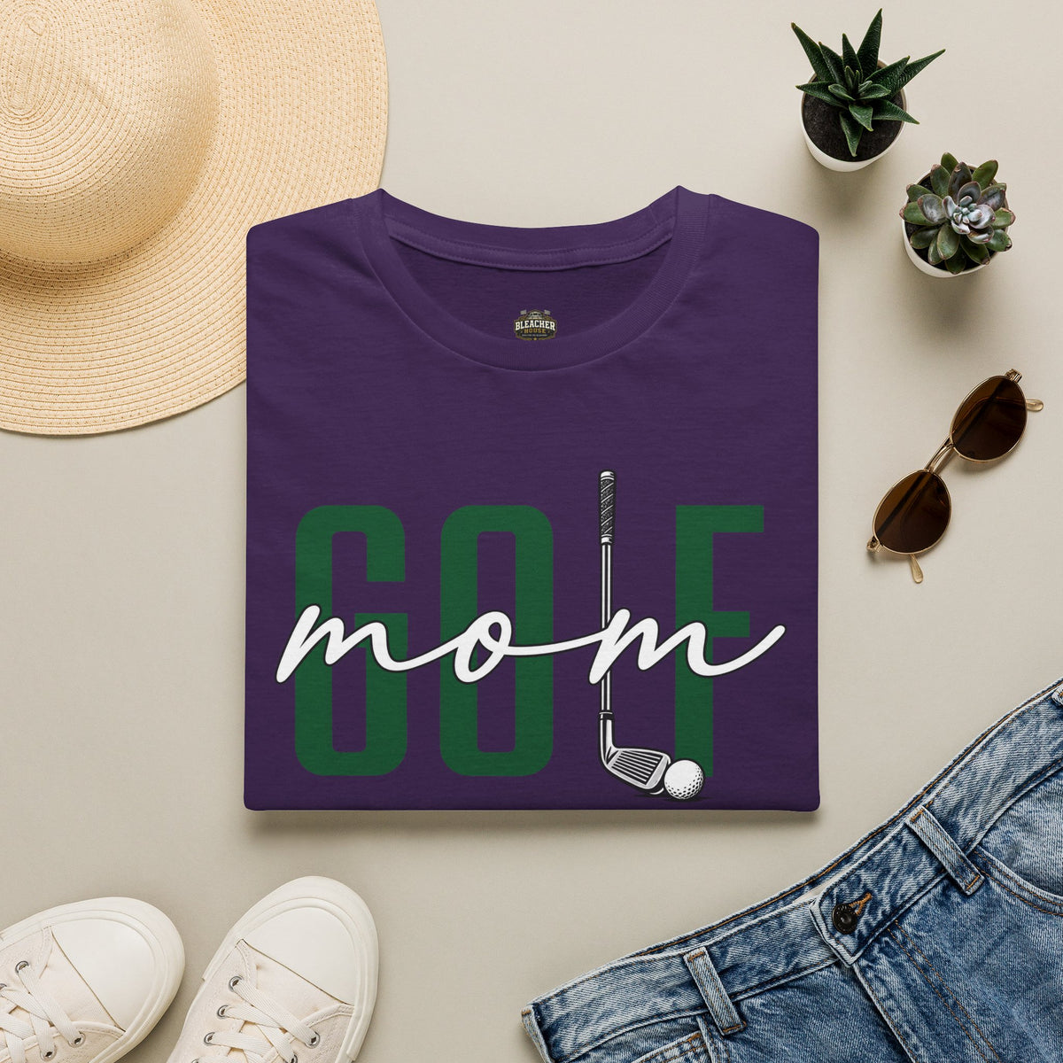 Golf Mom T-Shirt — ‘GOLF’ Script Logo with Club & Ball