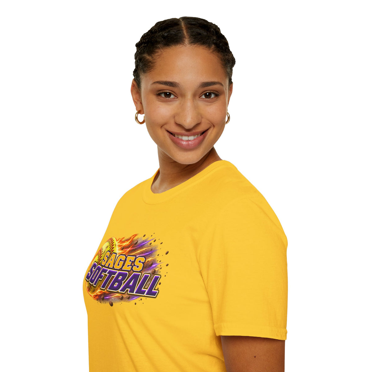 Sages Flaming Softball Graphic T‑Shirt