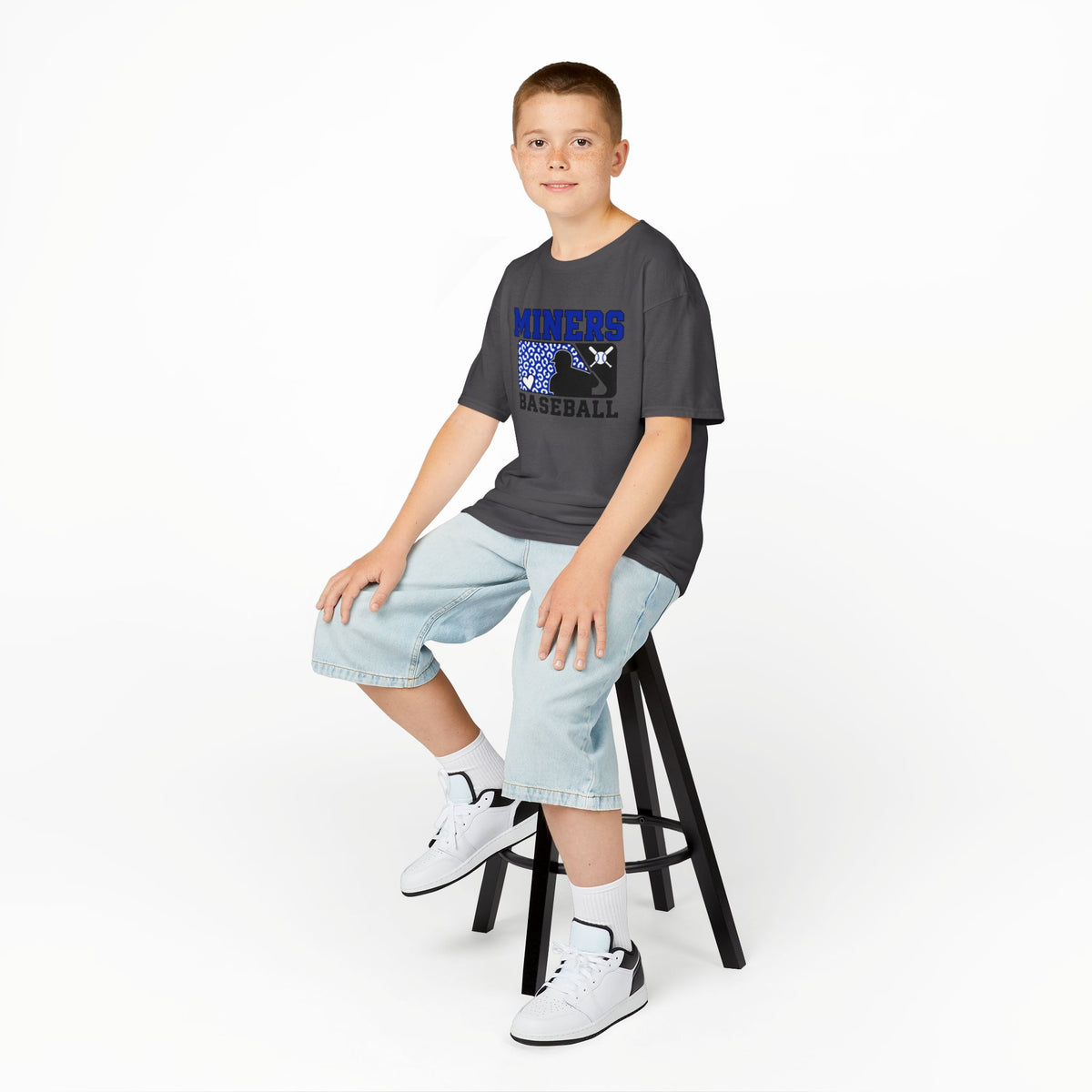 YOUTH Miners Baseball T‑Shirt — Youth Team Tee with Batting Silhouette