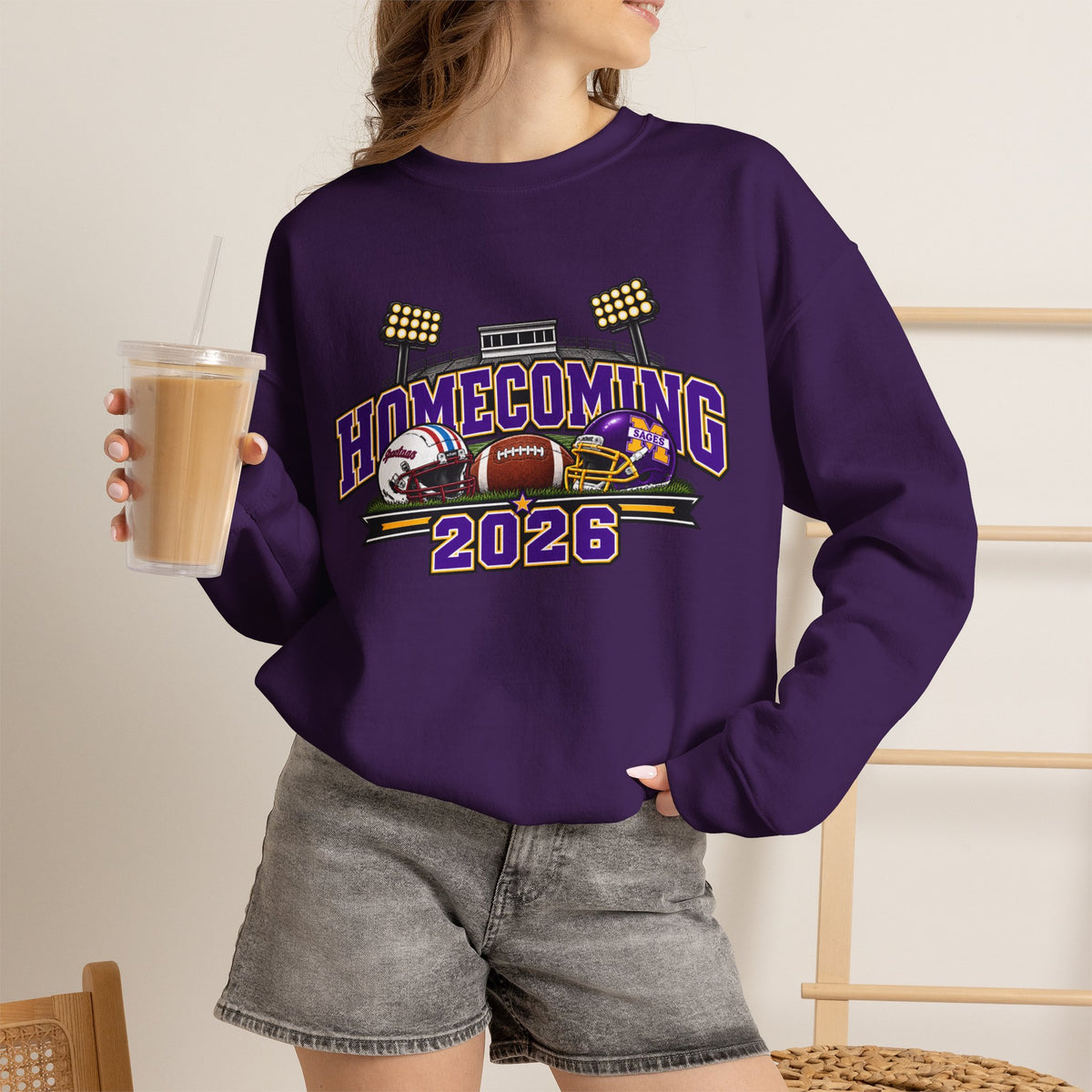 Homecoming 2026 Crewneck Sweatshirt — Football Stadium Design