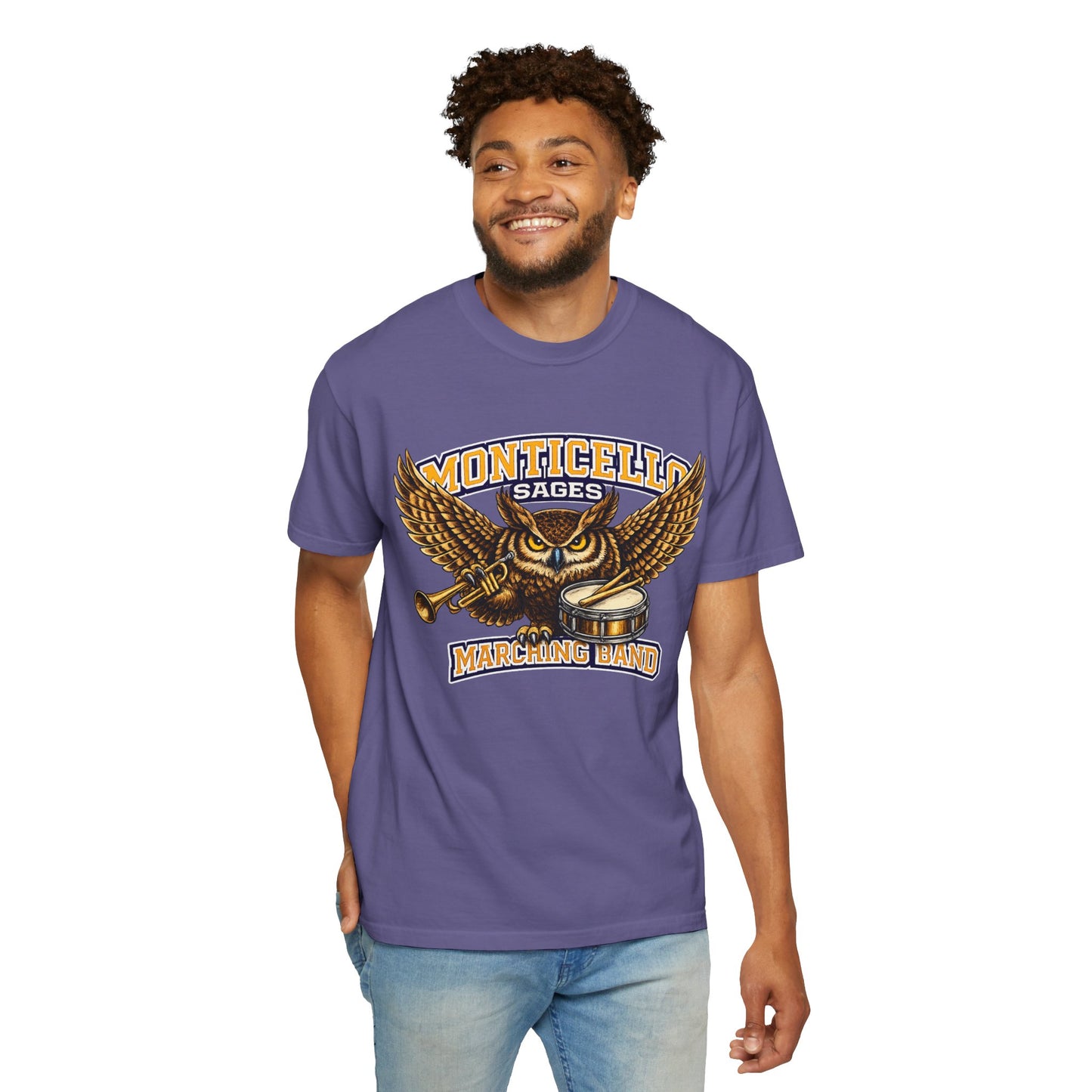 Monticello Sages Marching Band - Vintage Owl & Wings T-Shirt