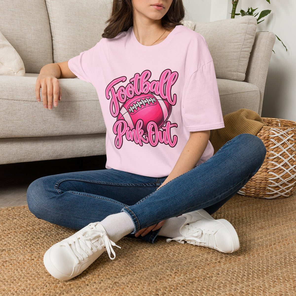 Football Pink Out T-Shirt — Pink Football Game Day Tee