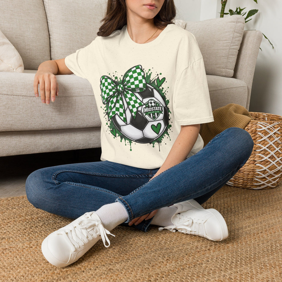 Midstate Soccer Bow T-Shirt — Green Check Midstate Soccer Design