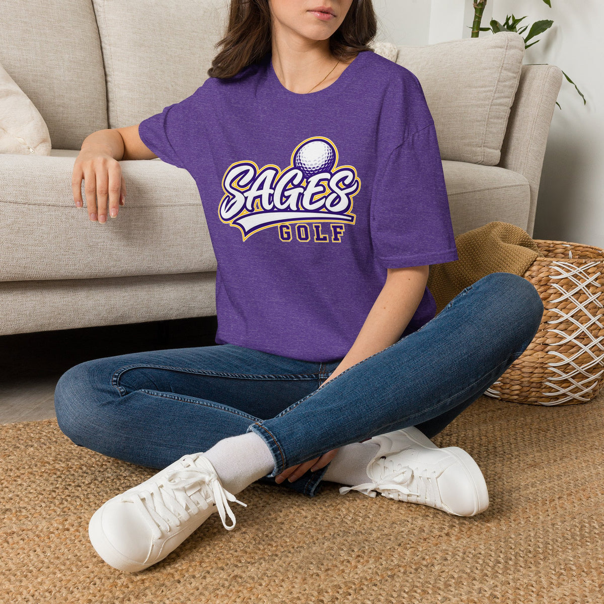 Sages Golf Team T‑Shirt — Vintage Script Golf Ball Logo