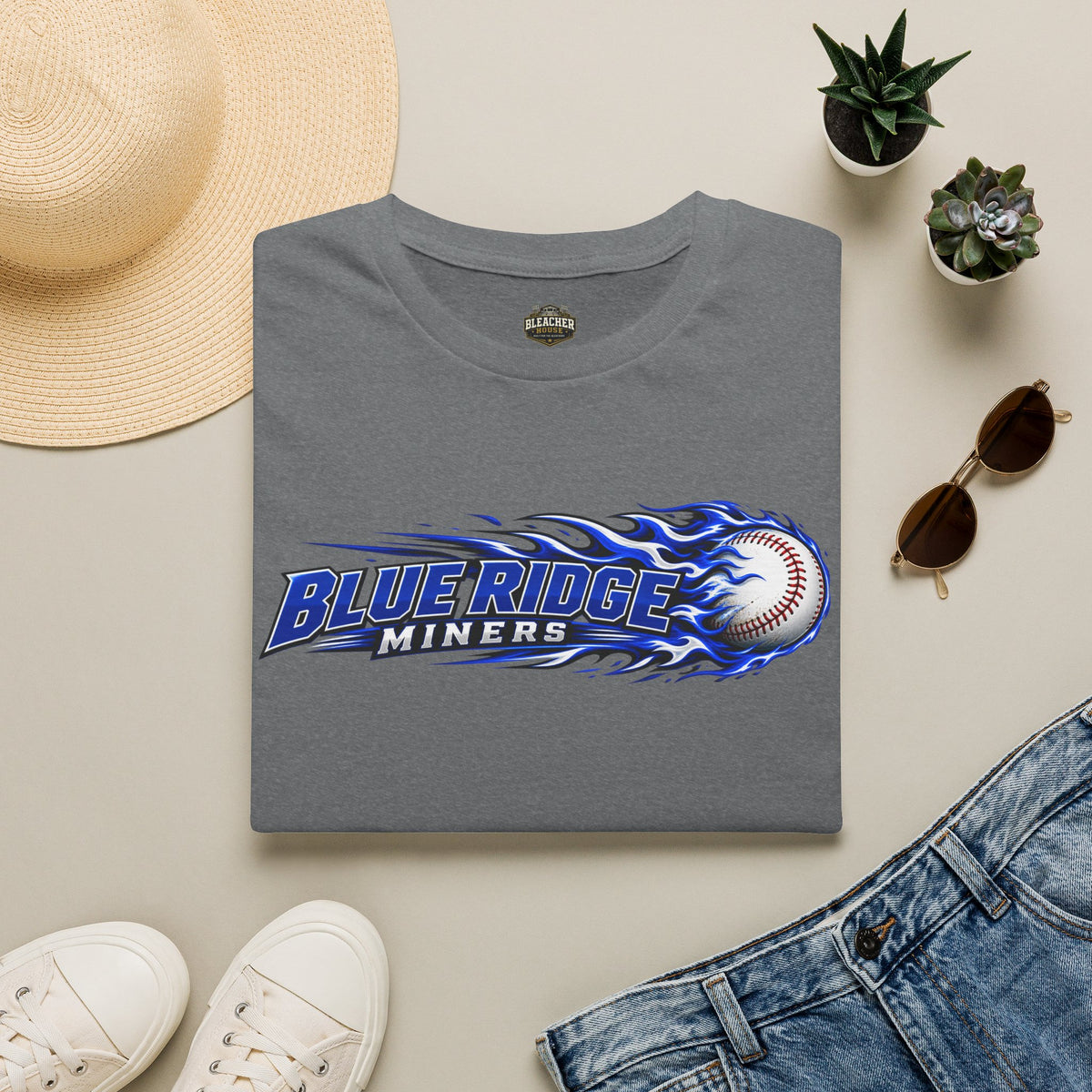 Blue Ridge Miners Flaming Baseball T-Shirt – Flaming Ball Softstyle Tee