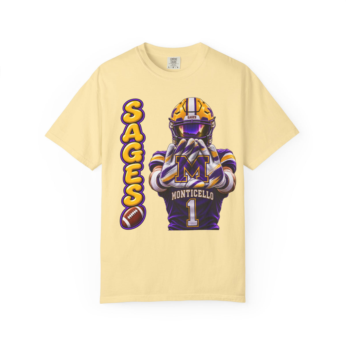 Monticello Sages Football Player Graphic T-Shirt