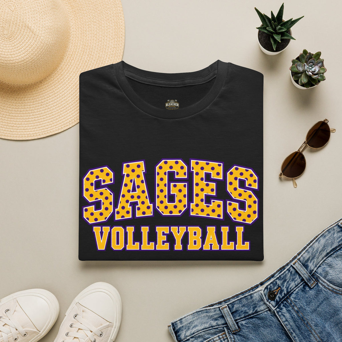 Sages Volleyball Team T‑Shirt — Retro Polka Dot Varsity Tee