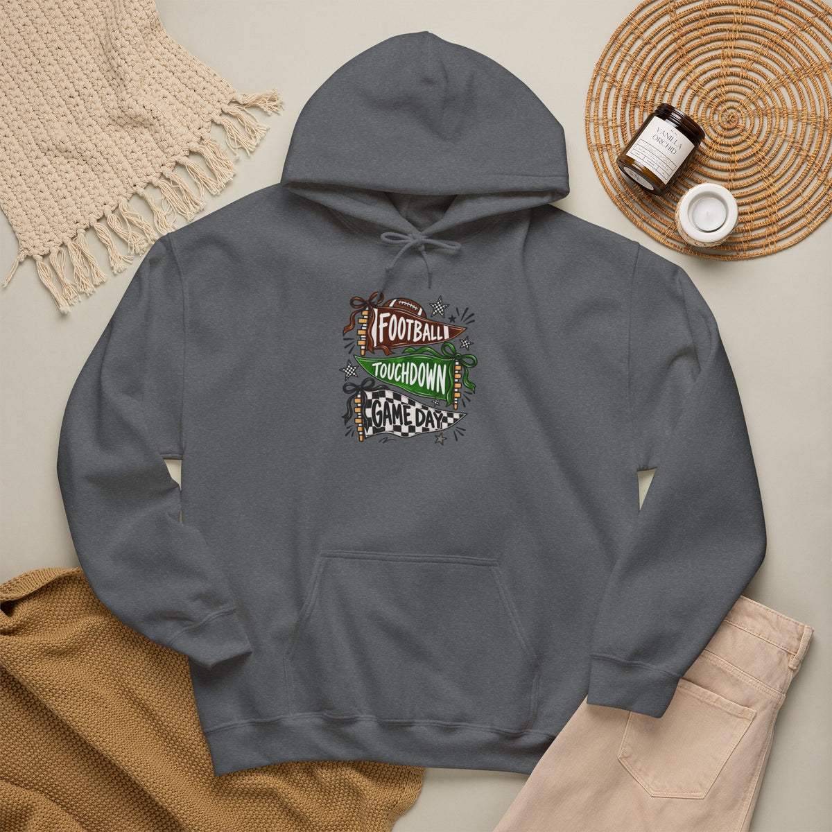 Football Touchdown Game Day Hoodie - Retro Grunge Sports Sweatshirt