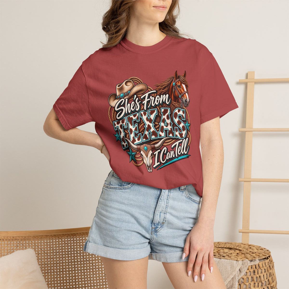 She's From Texas Graphic T-Shirt — Western Horse & Leopard Print Tee