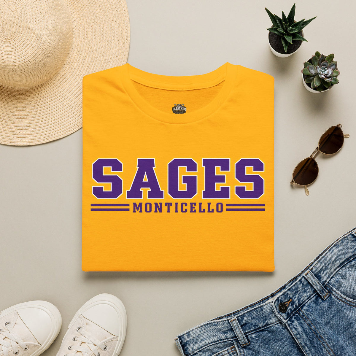Sages Monticello Crew T‑Shirt — Classic Collegiate School Spirit Tee