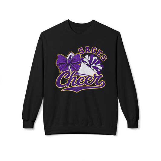Sages Cheer Crewneck Sweatshirt - Purple Bow & Pom Design