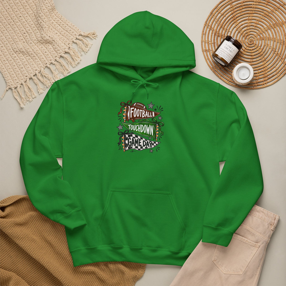 Football Touchdown Game Day Hoodie - Retro Grunge Sports Sweatshirt