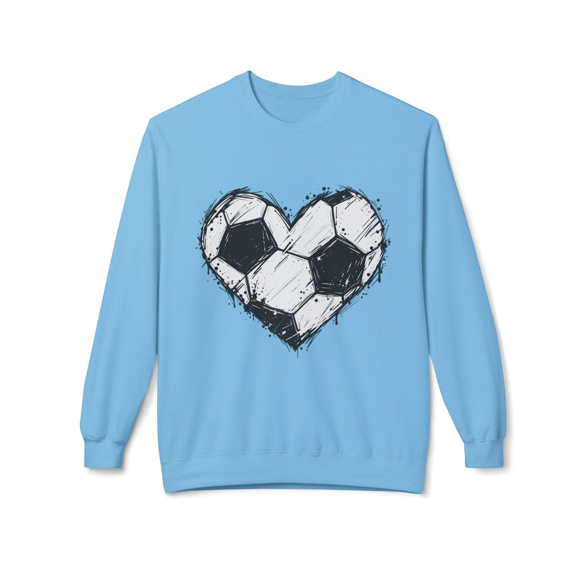 Soccer Heart Crewneck Sweatshirt – Distressed Sketch Football Graphic