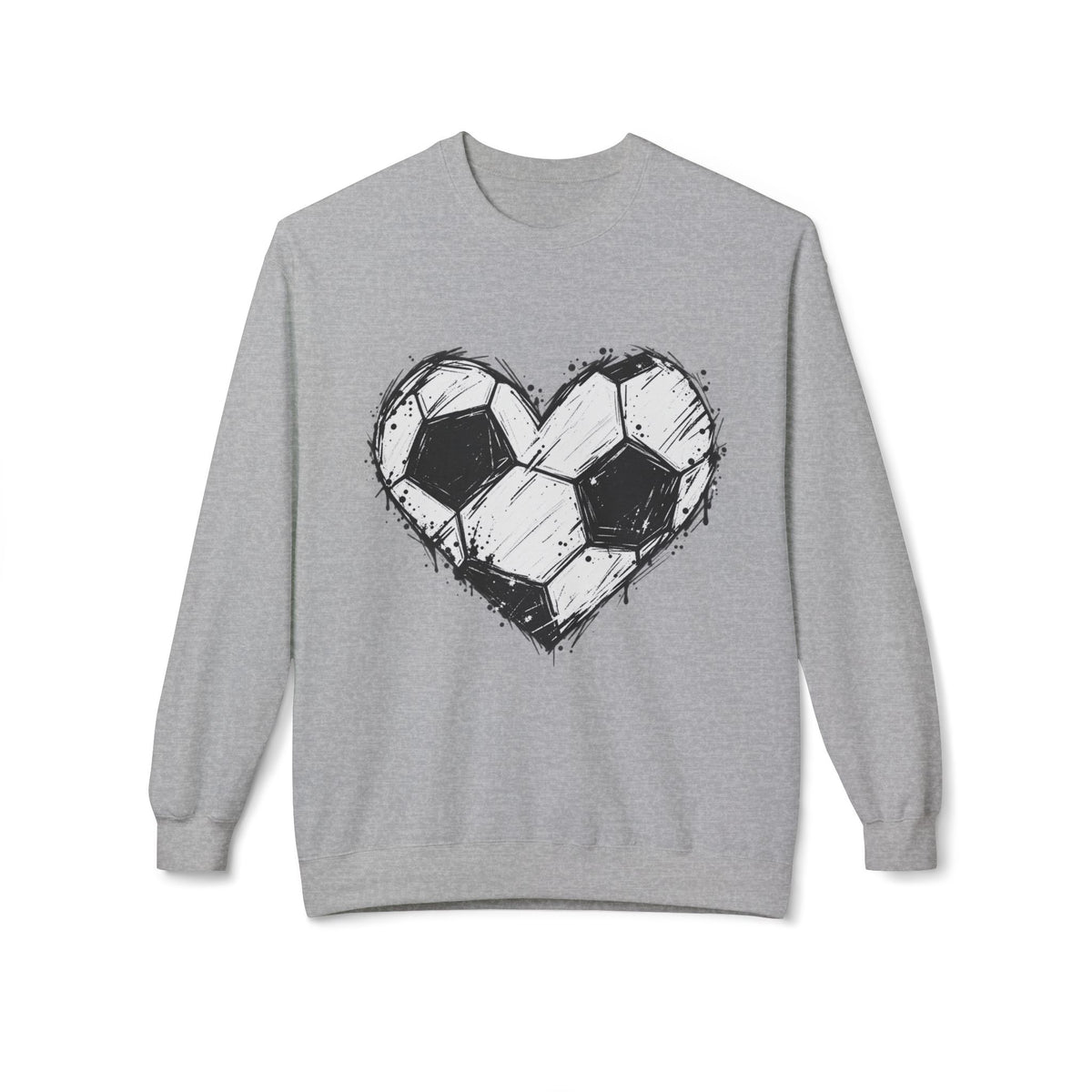 Soccer Heart Crewneck Sweatshirt – Distressed Sketch Football Graphic