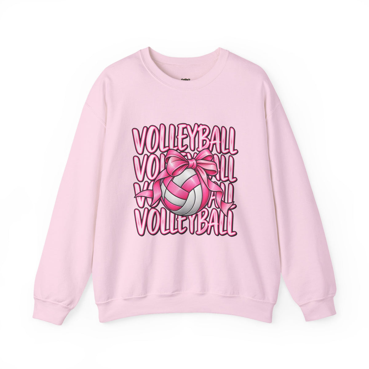 Volleyball Bow Sweatshirt — Pink Volleyball Graphic Crewneck