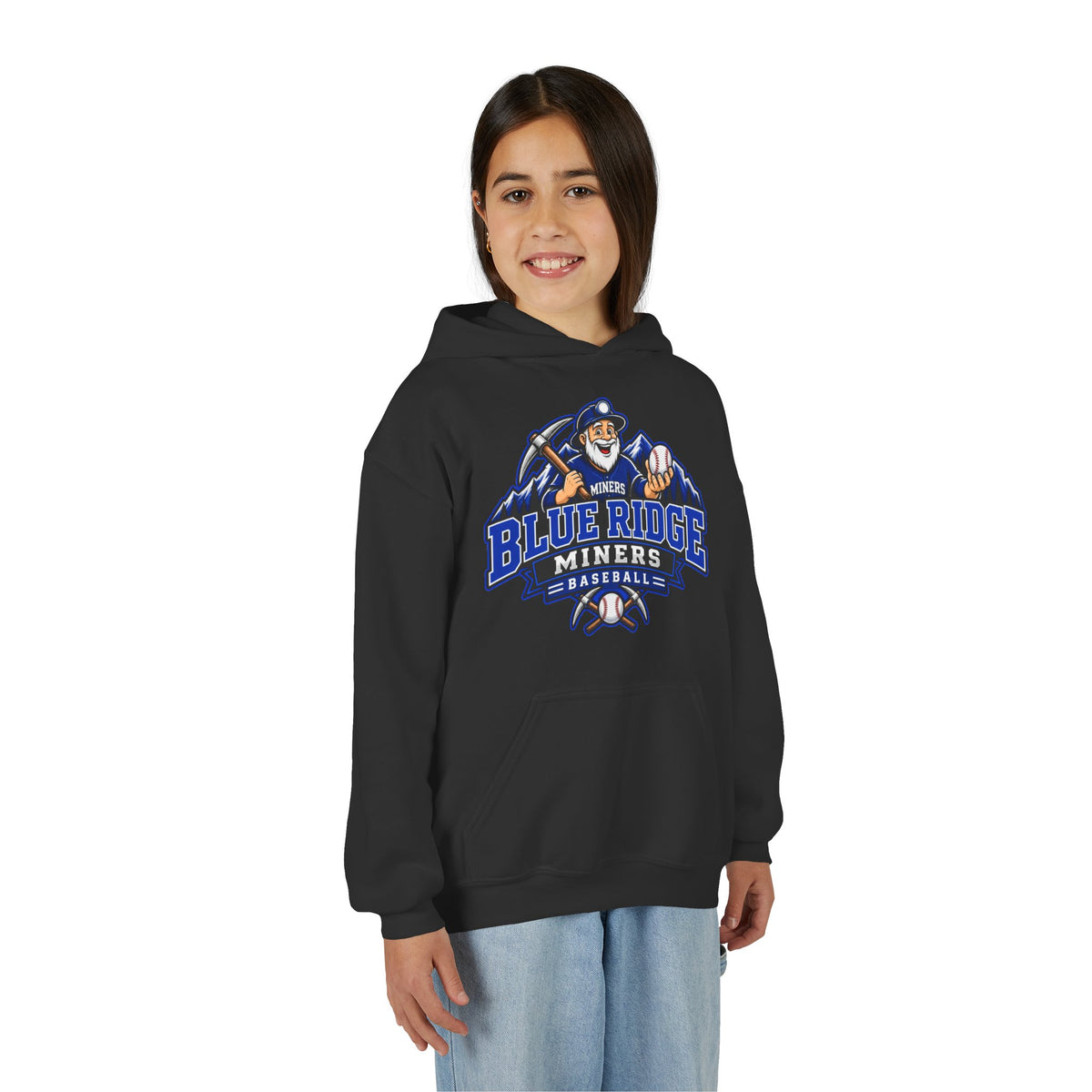 YOUTH Blue Ridge Miners Mascot Logo Hoodie