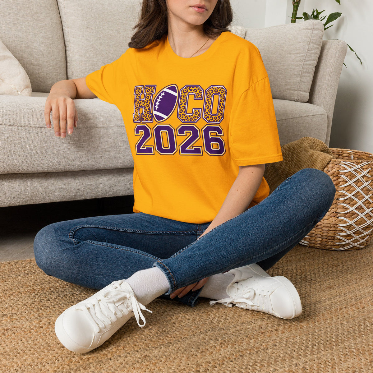 Homecoming 2026 Football Tee — HOCO 2026 Leopard Accent T-Shirt