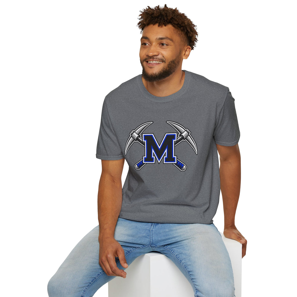 Miner M Logo T-Shirt — Crossed Pickaxes Unisex Softstyle Tee