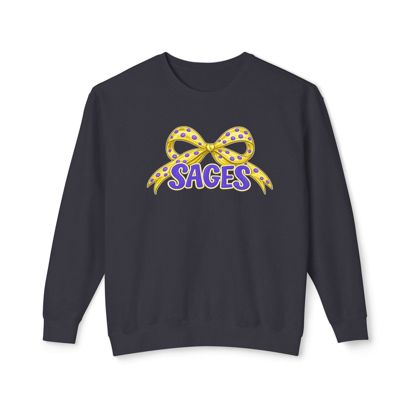 Sages Crewneck Sweatshirt — Yellow Polka Dot Bow Graphic