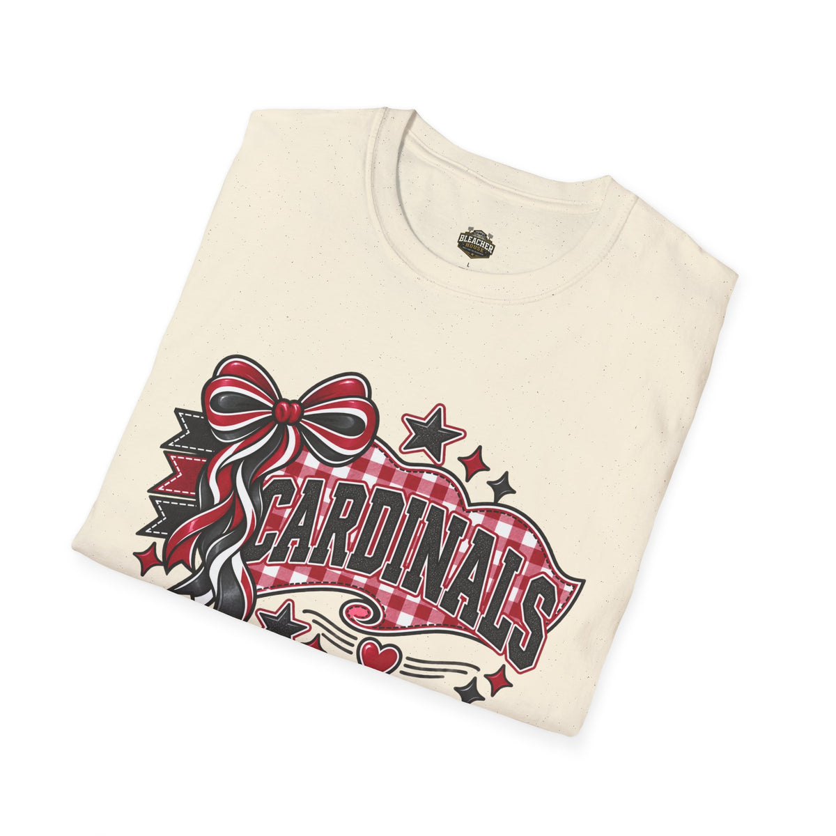Cardinals Retro Bow T-Shirt — Cheerful Fan Tee with Stars & Heart