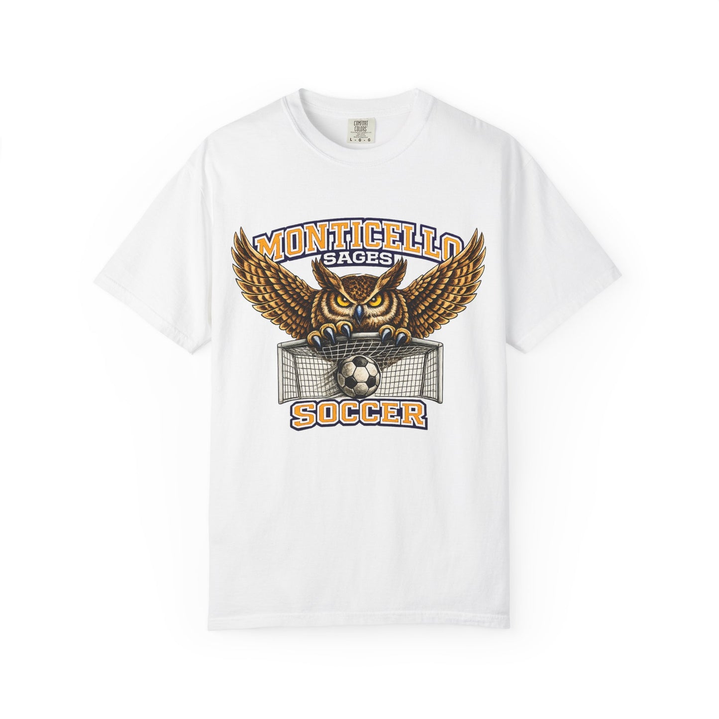 Monticello Sages Soccer T-Shirt — Vintage Owl & Wings Team Tee