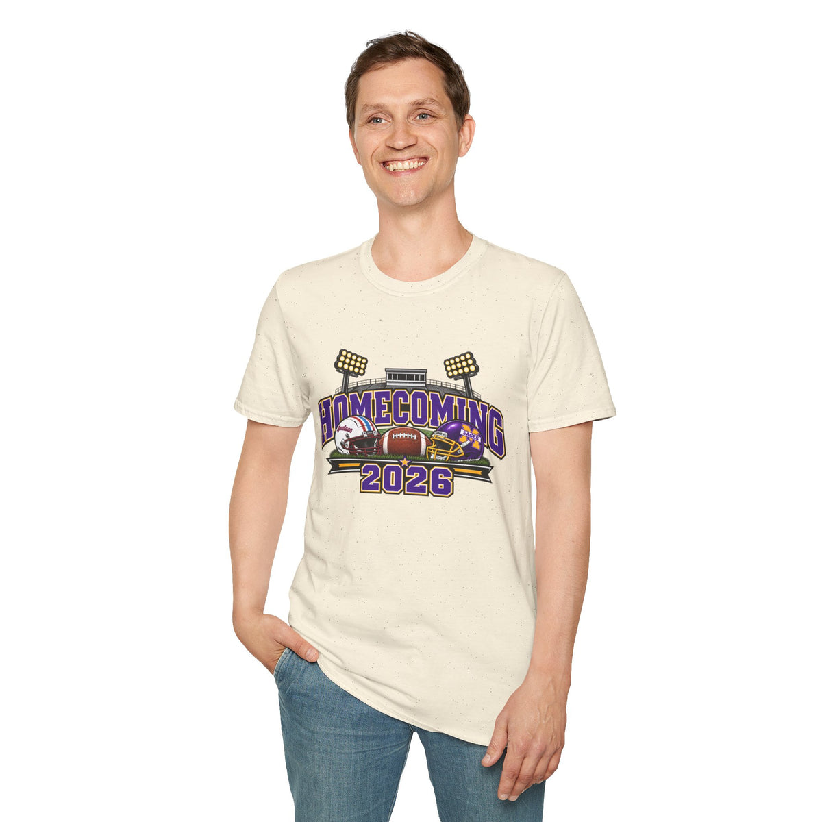 Homecoming 2026 Football T-Shirt — Stadium Lights & Helmets Game Day Tee