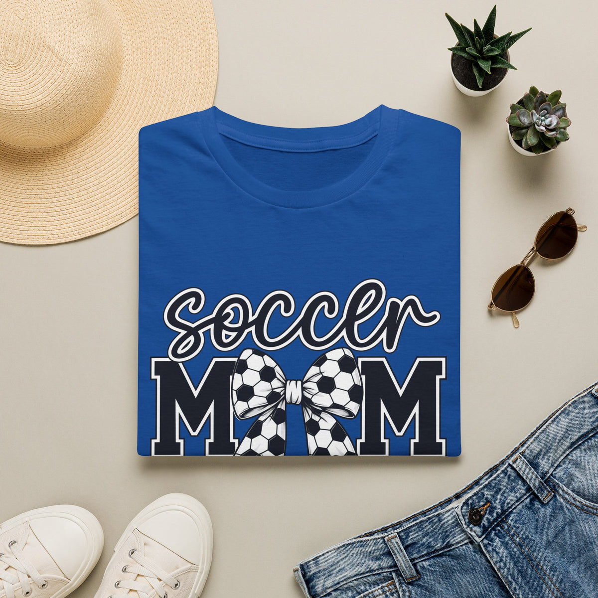 Soccer Mom T-Shirt — Leopard Bow Soccer Ball Design