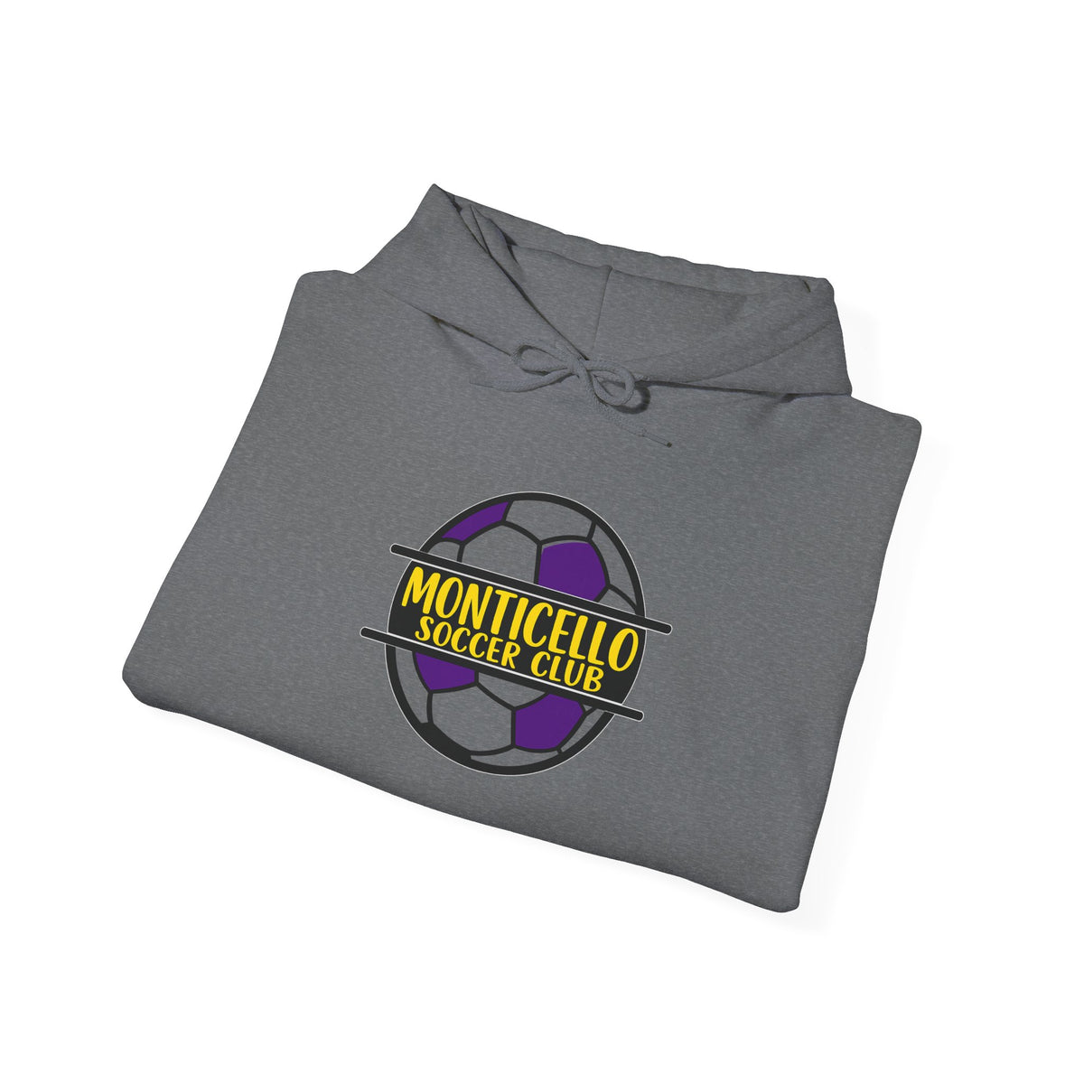Monticello Soccer Club Hoodie — Purple & Gold Soccer Logo Sweatshirt