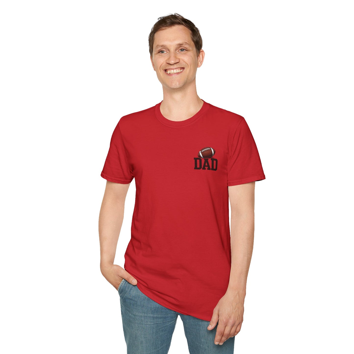Football Dad T‑Shirt — 'DAD' with Football Chest Print