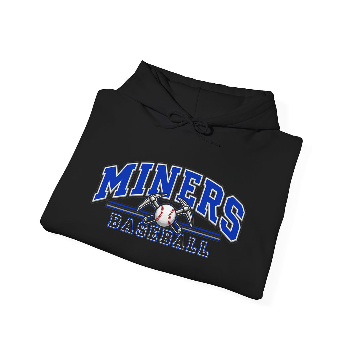 Miners Baseball Hoodie — Pickaxe Cross Logo Graphic