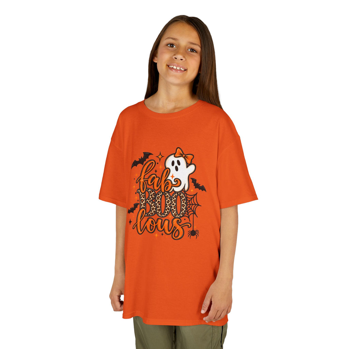 Kids Halloween Tee — "FabuBOO-lous" Ghost & Bats Halloween Shirt