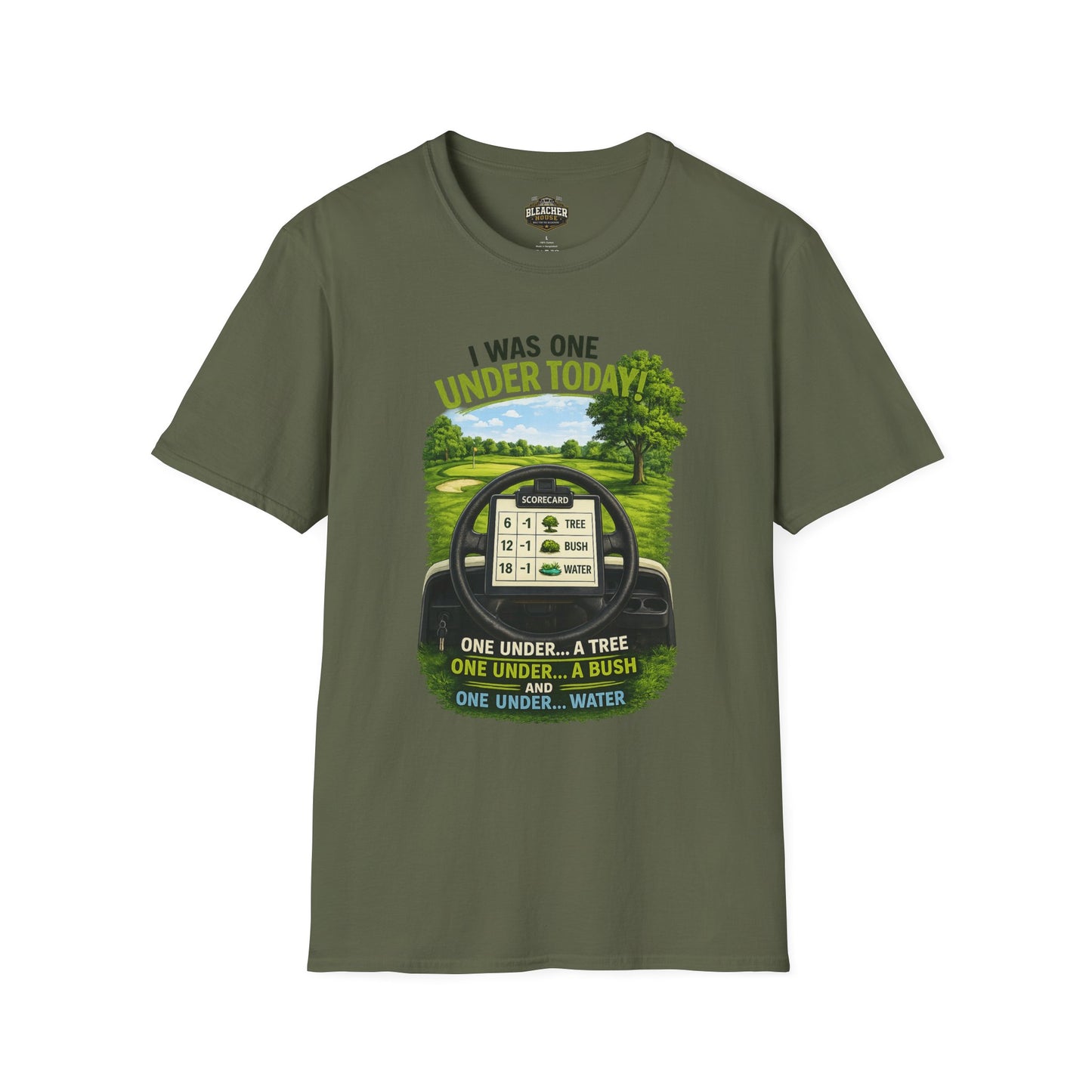 Golf T-Shirt — "I Was One Under Today" REALISTIC VIEW - Funny Scorecard Design