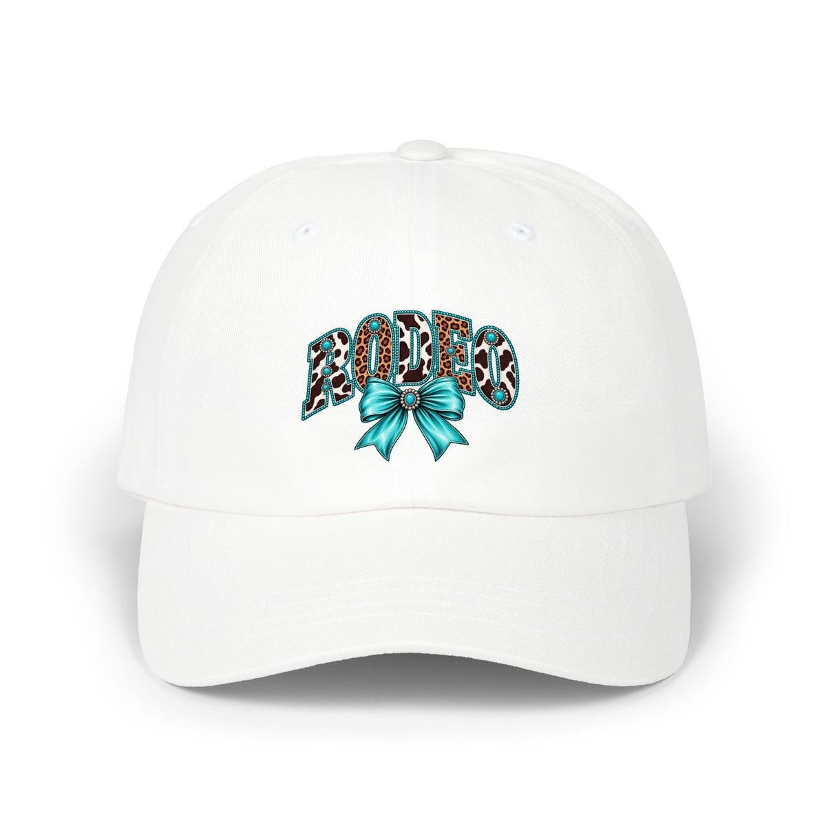Rodeo Cap with Turquoise Bow & Leopard Print "Loved" Embroidery