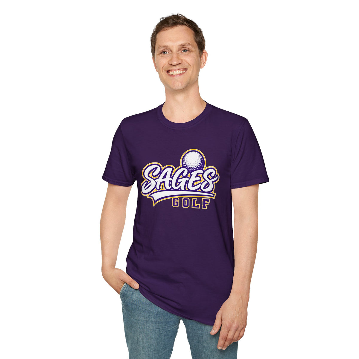 Sages Golf Team T‑Shirt — Vintage Script Golf Ball Logo