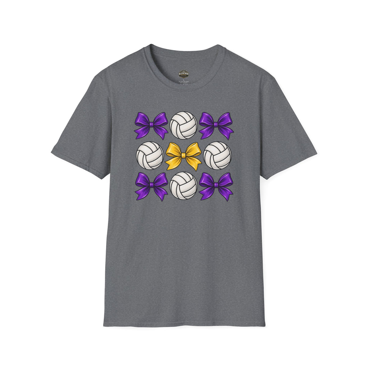 Volleyball & Bows Graphic T-Shirt — Purple & Gold Spirit Tee