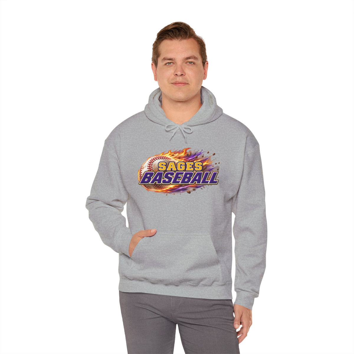 Sages Flaming Baseball Hoodie - Team Sweatshirt
