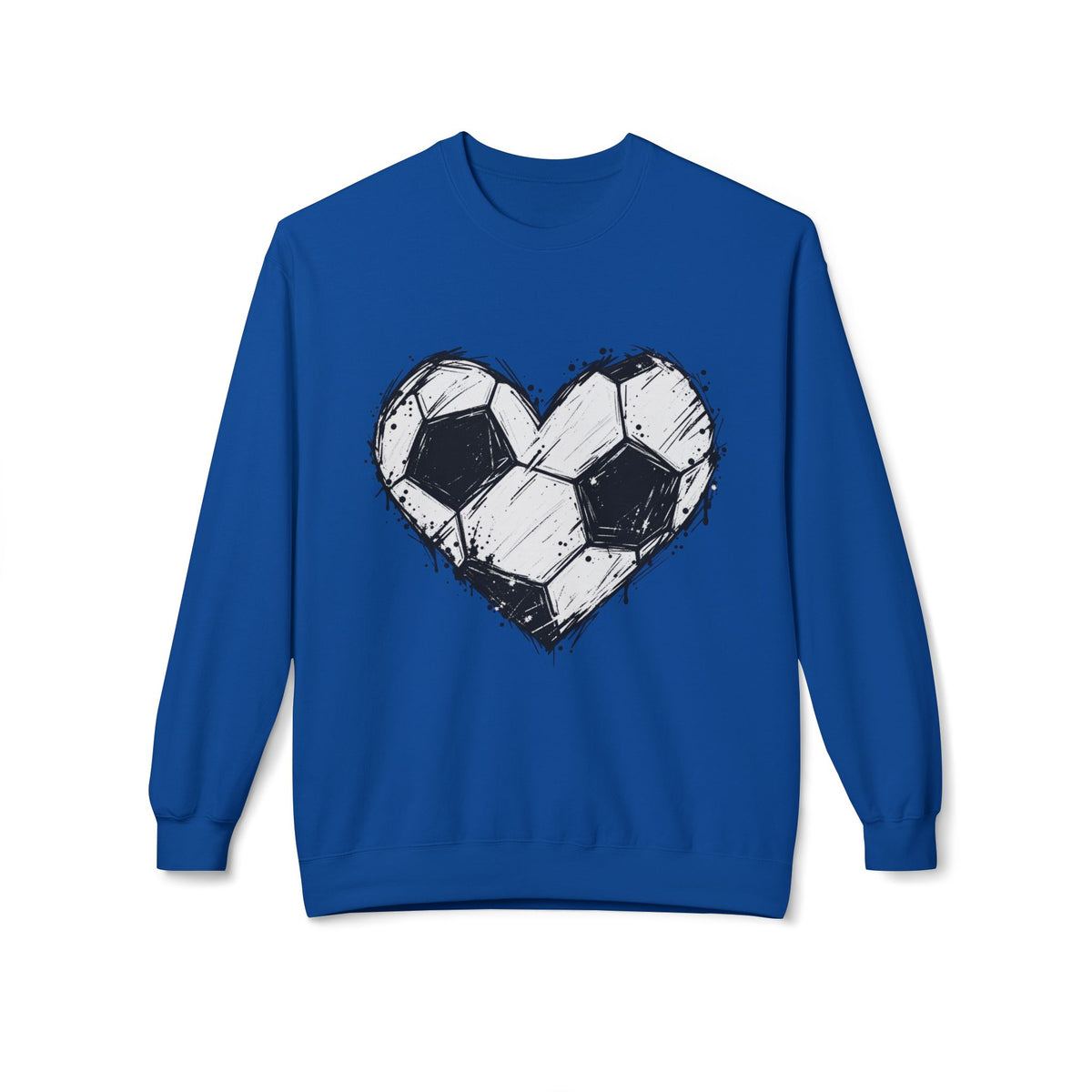 Soccer Heart Crewneck Sweatshirt – Distressed Sketch Football Graphic
