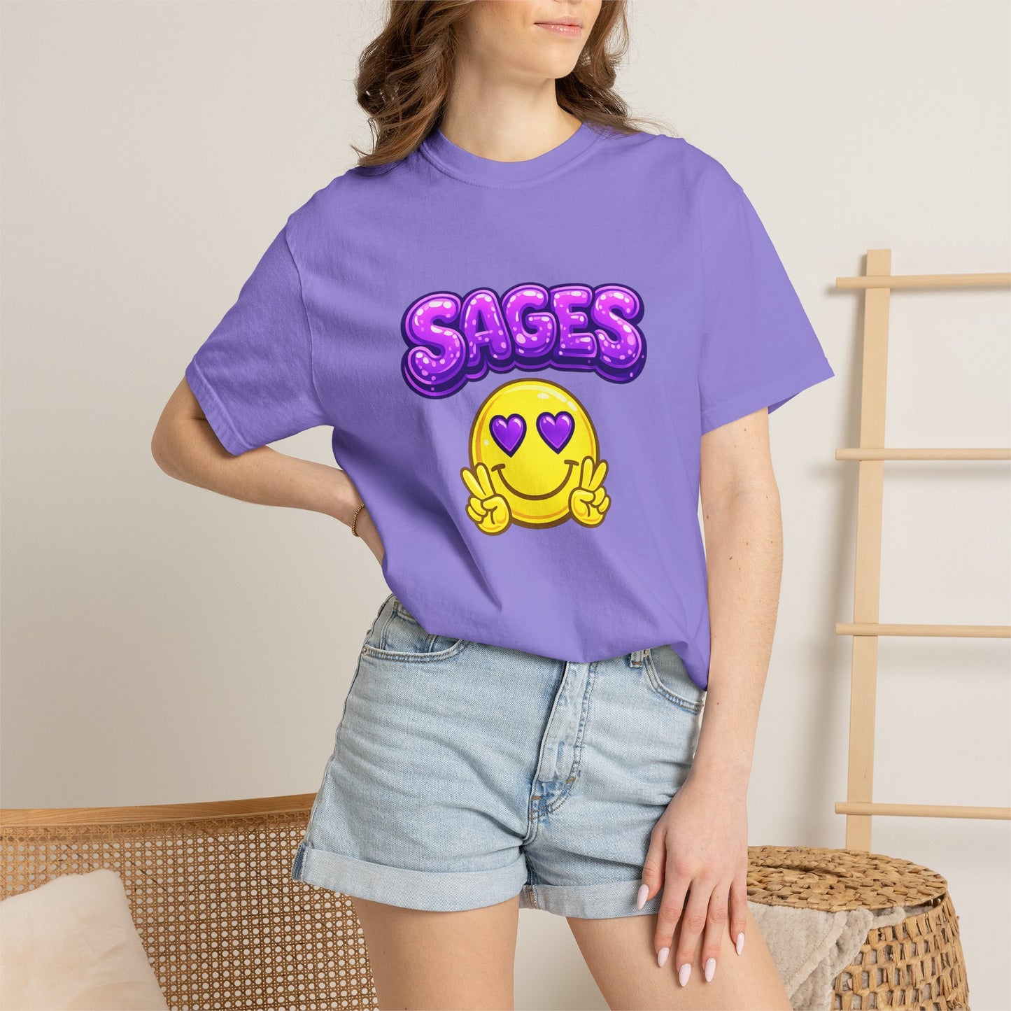 SAGES Smiley Heart-Eyes T-Shirt — Cute Emoji Graphic Tee