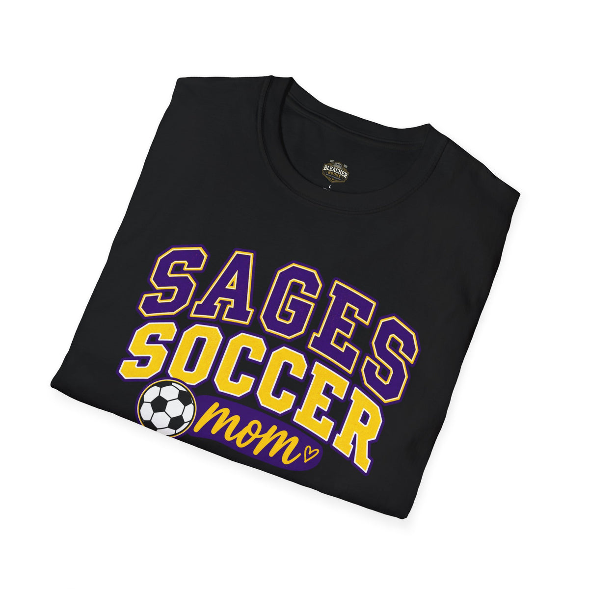 Sages Soccer Mom T‑Shirt — Purple & Gold Team Spirit Tee