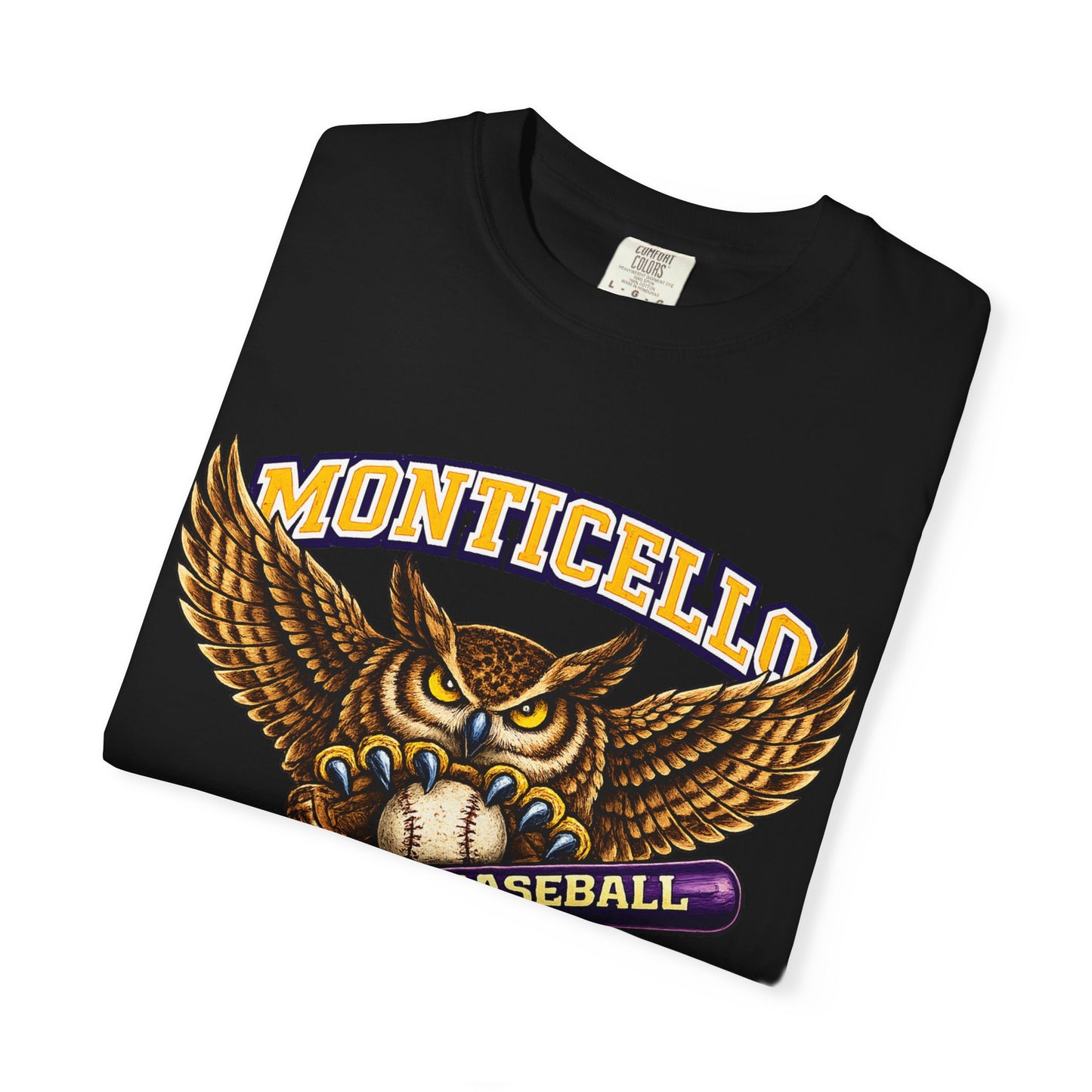 Monticello Sages Baseball T-Shirt — Vintage Owl & Wings Team Tee