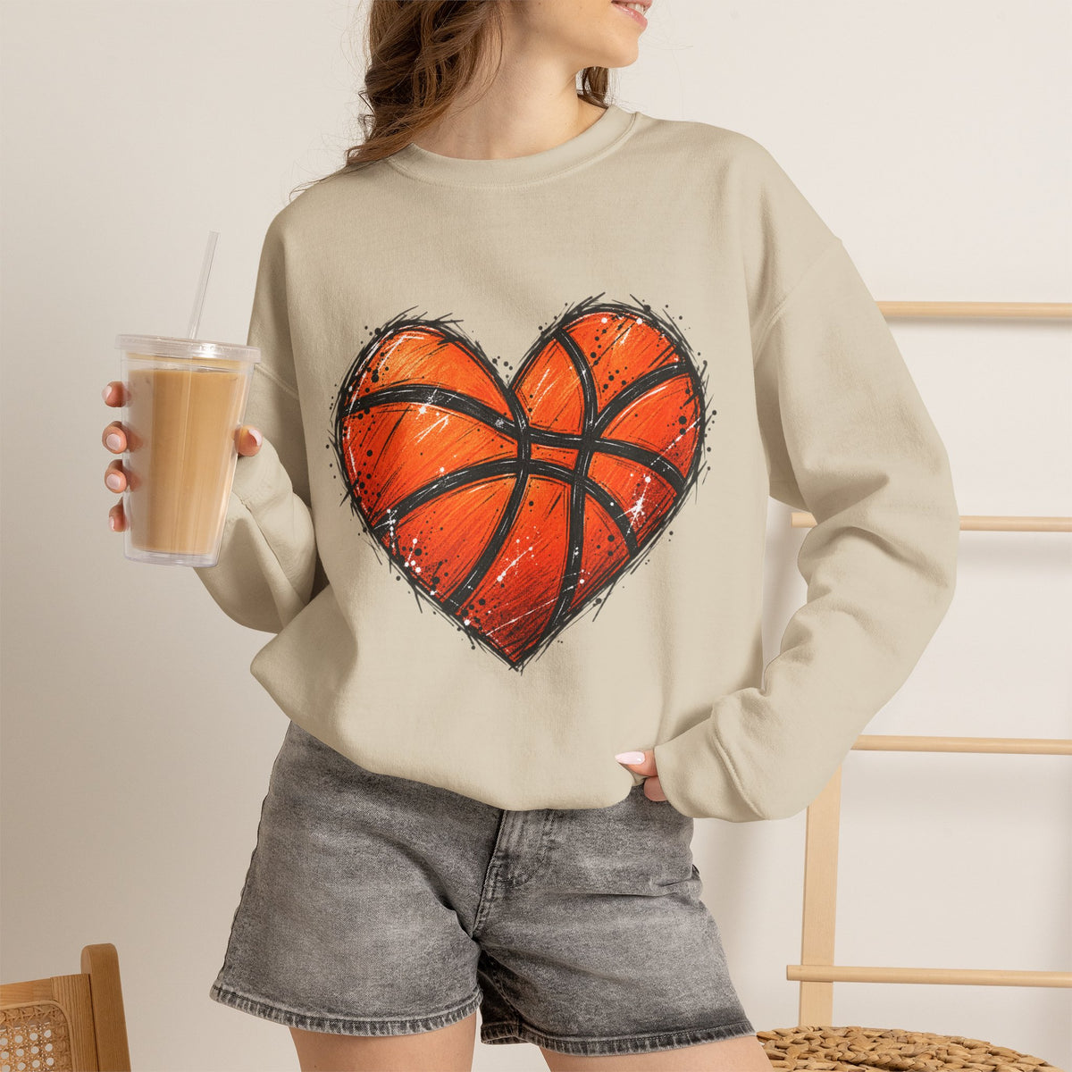 Basketball Heart Crewneck Sweatshirt