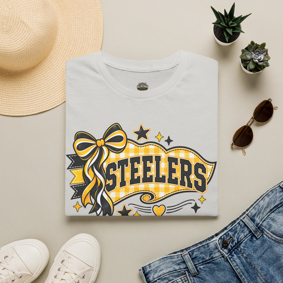 Steelers Ribbon T-Shirt — Cheerful Black & Gold Football Fan Tee