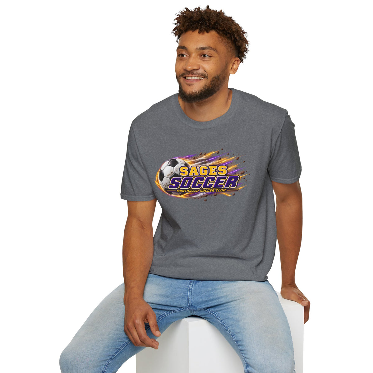 Monticello Soccer Club T Shirt - Flaming Soccer Ball