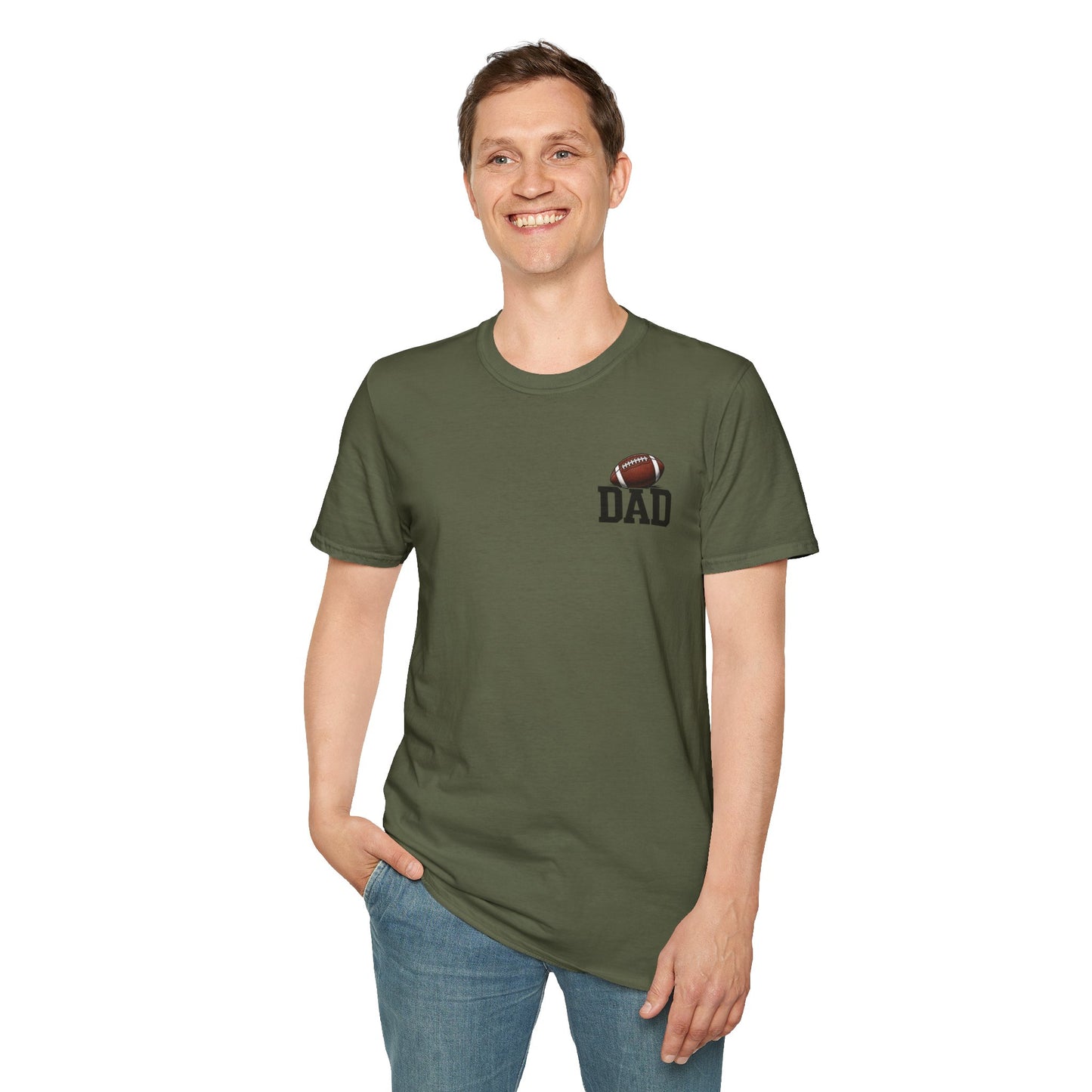 Football Dad T‑Shirt — 'DAD' with Football Chest Print