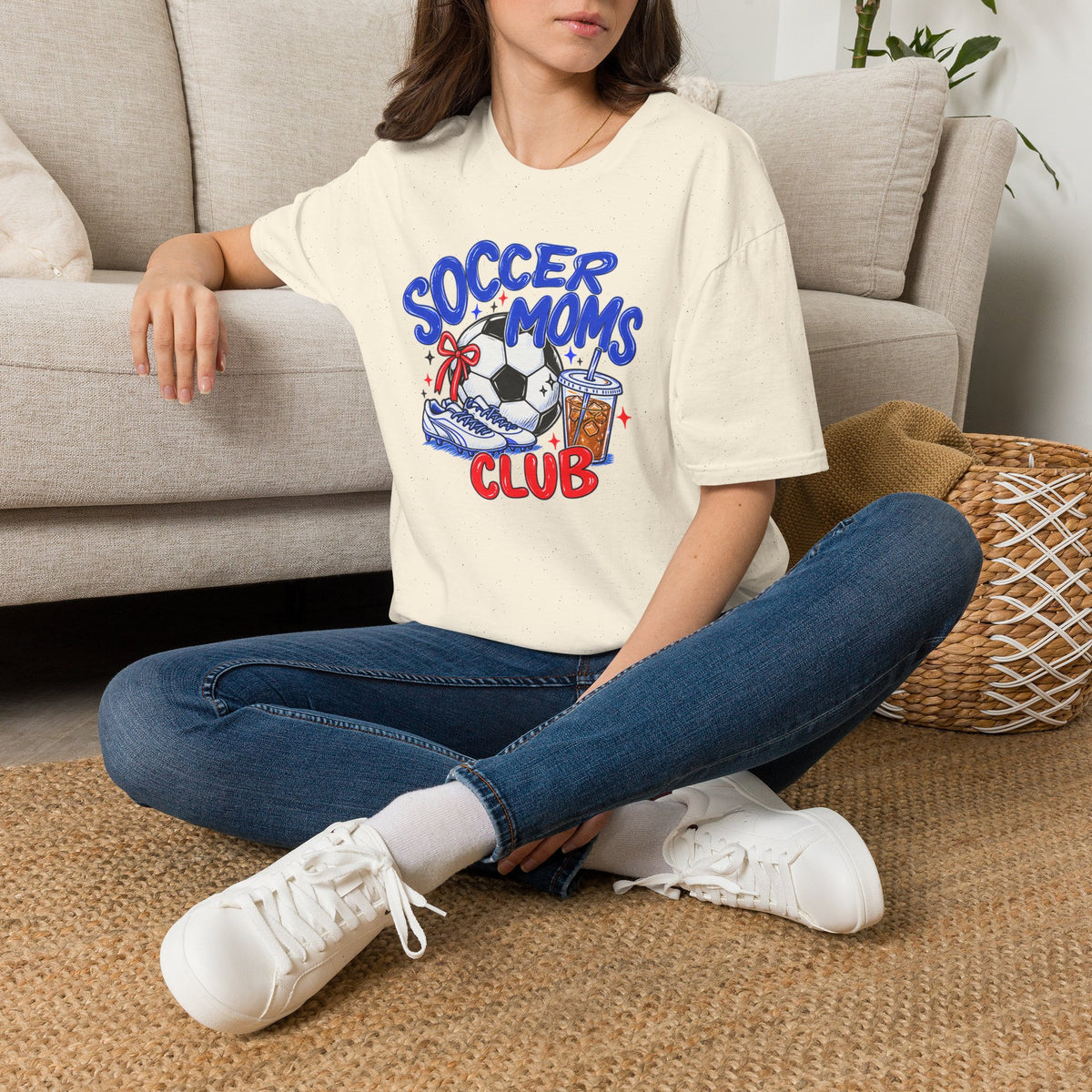 Soccer Moms Tee — 'Soccer Moms Club' Graphic T-Shirt with Ball, Cleats & Drink