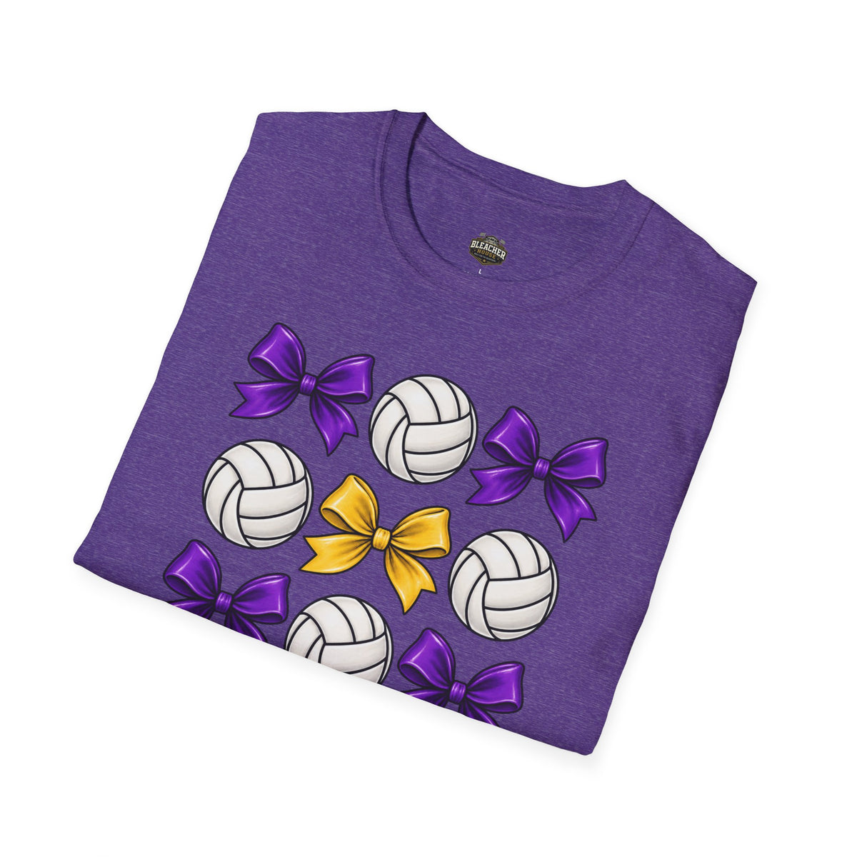 Volleyball & Bows Graphic T-Shirt — Purple & Gold Spirit Tee
