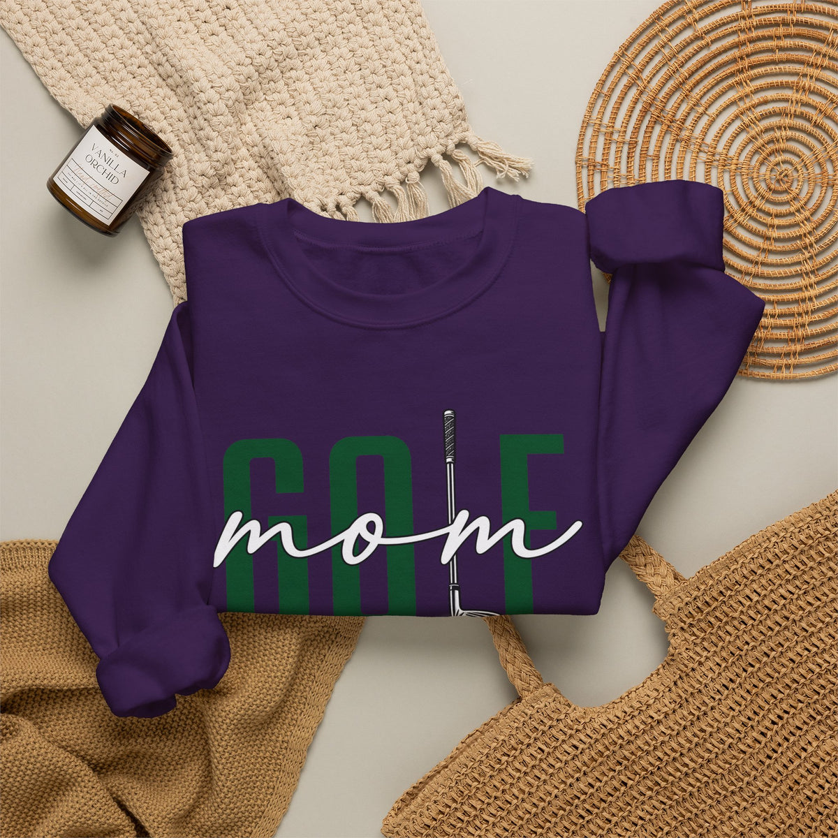 Golf Mom Crewneck Sweatshirt — 'MOM Graphic with Ball