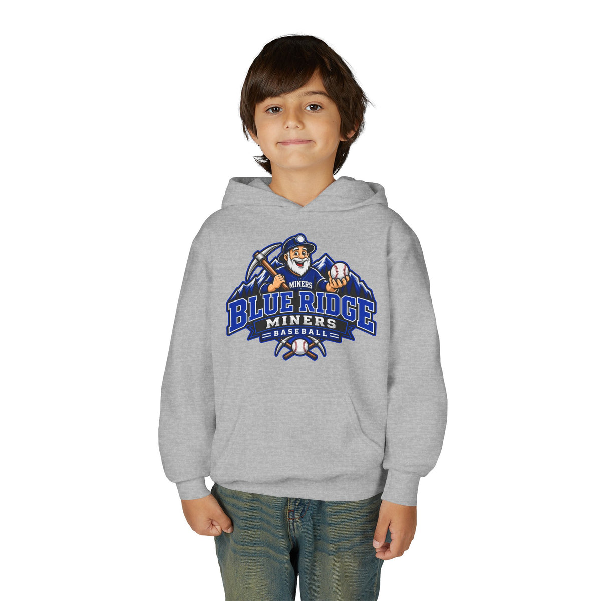 YOUTH Blue Ridge Miners Mascot Logo Hoodie