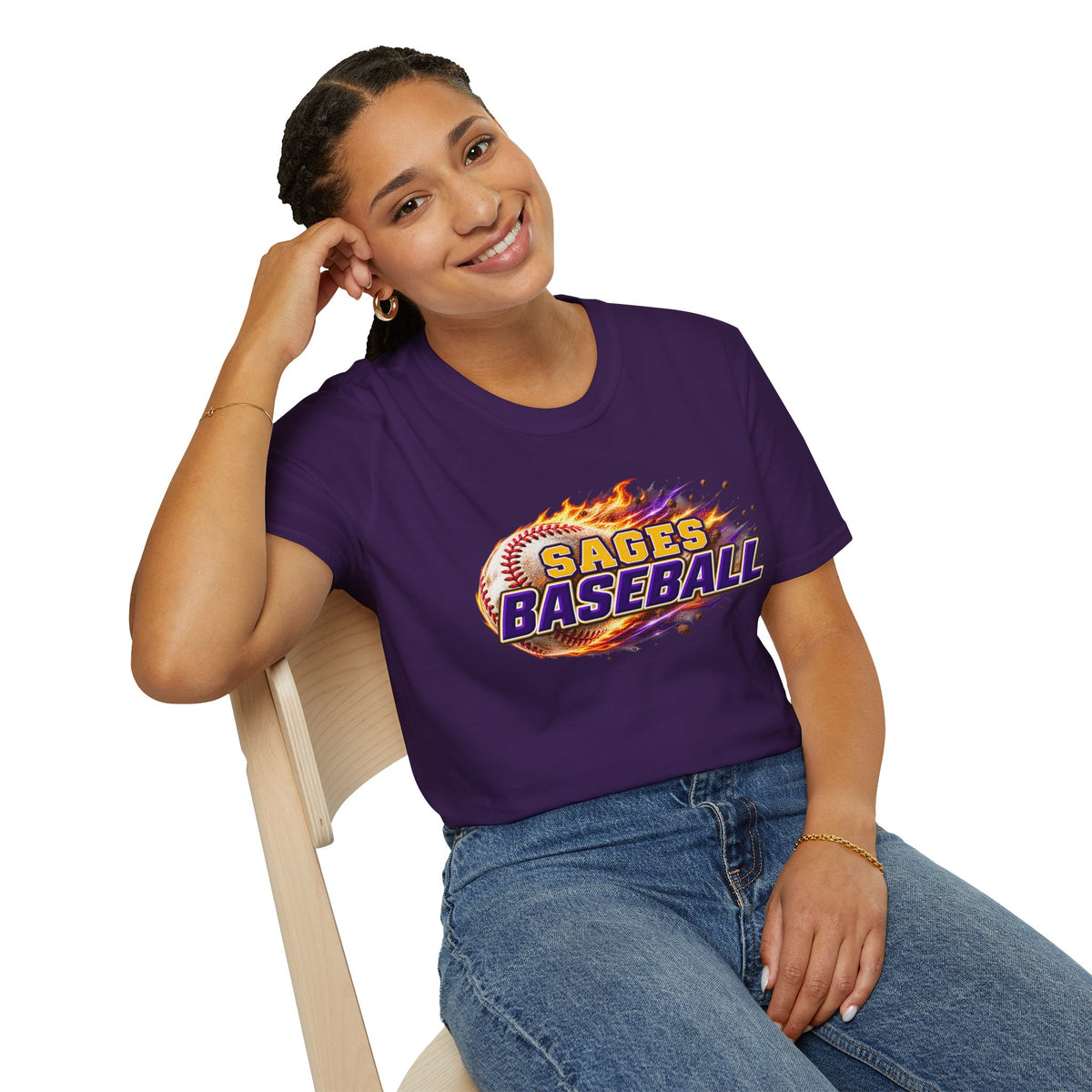 Sages Flaming Baseball T-Shirt — Flaming Baseball Team Tee