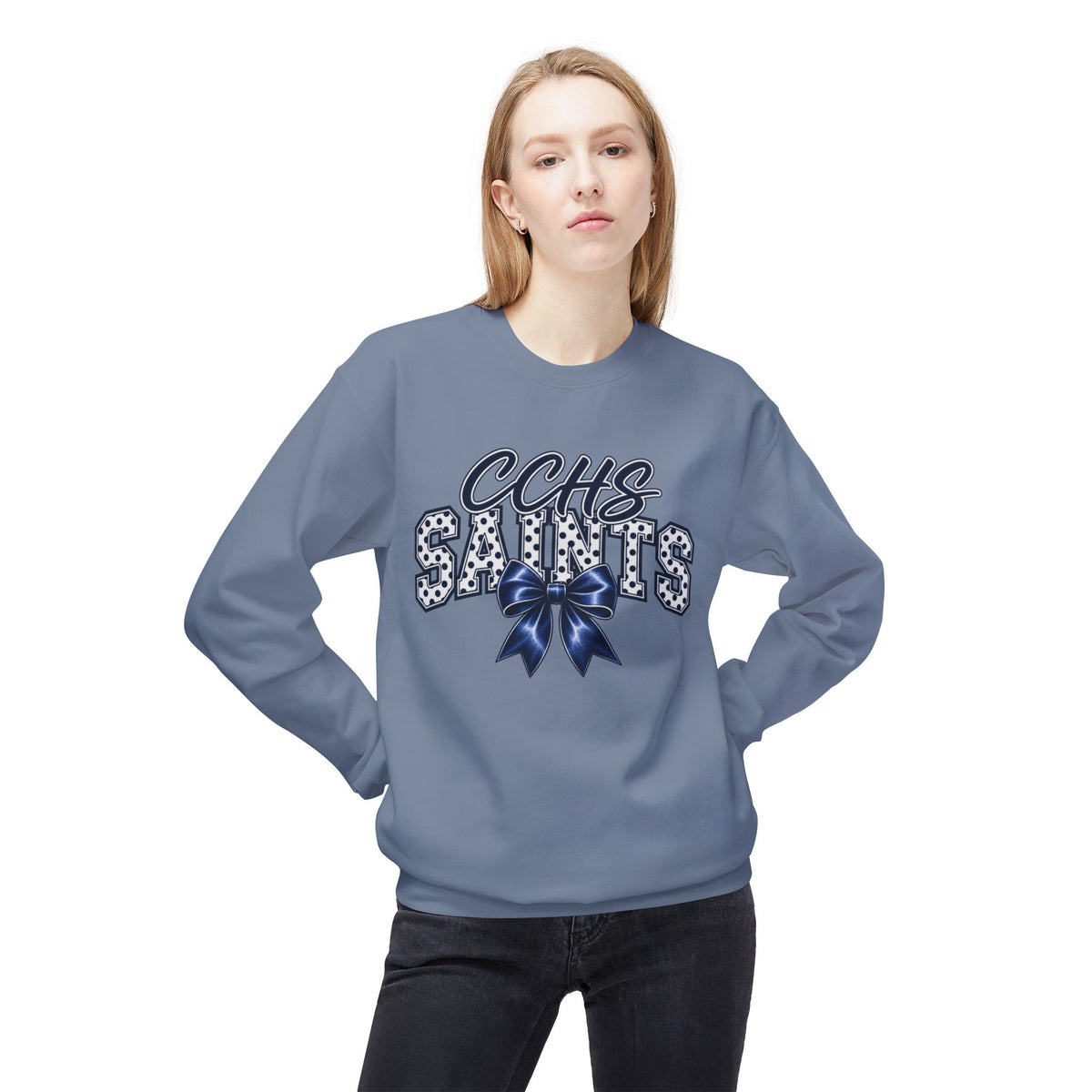 CCHS Saints Crewneck Sweatshirt — Cheer Bow School Spirit Pullover